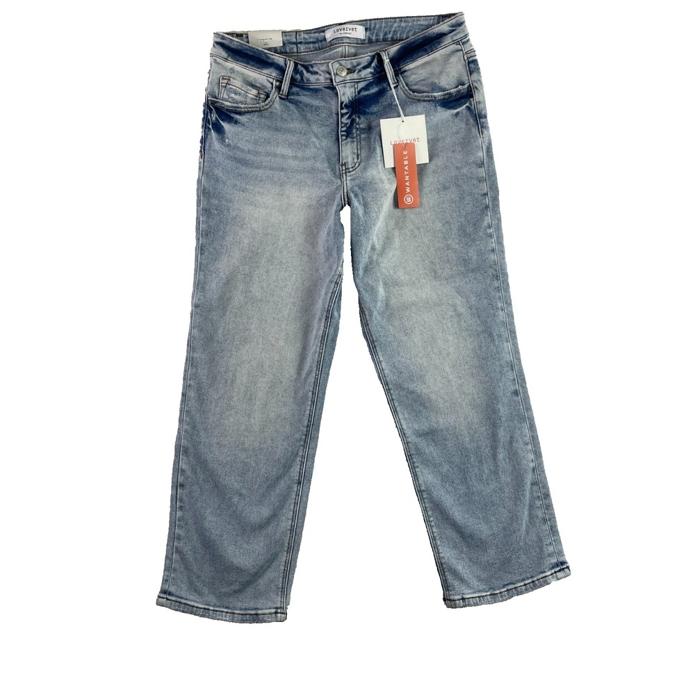 Lovervet by Vervet Super Mid Rise Straight Wide Leg Jeans Indigo Blue Size 32/15